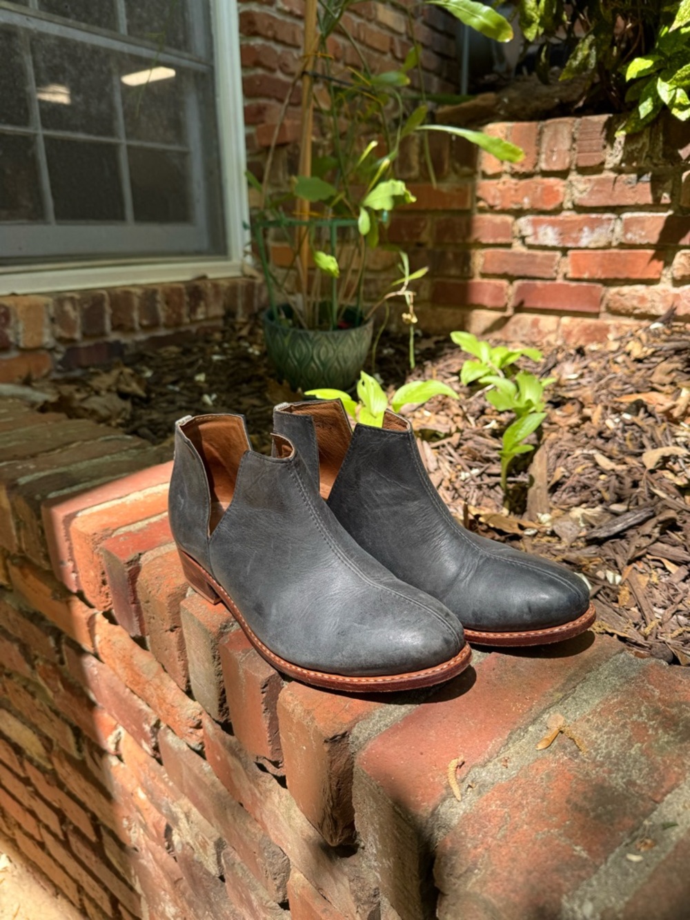 Leather Navy Chelsea Booties-Slip-On Style
